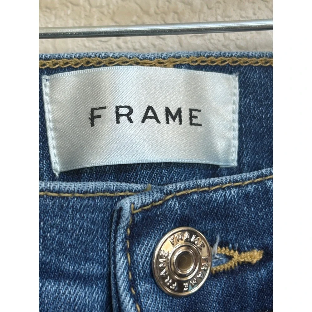 FRAME Le Sleek Straight Jeans Womens 32 Blue High Rise Ankle Denim Stretch - Picture 6 of 9
